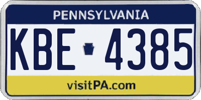 PA license plate KBE4385
