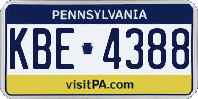PA license plate KBE4388