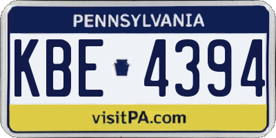 PA license plate KBE4394