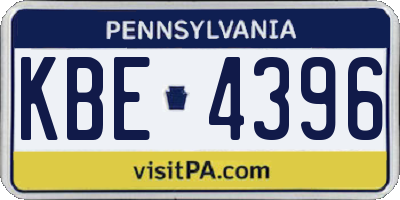 PA license plate KBE4396
