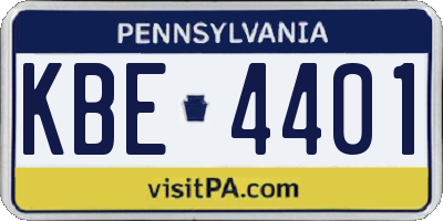 PA license plate KBE4401