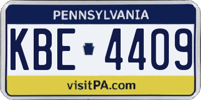 PA license plate KBE4409