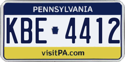 PA license plate KBE4412