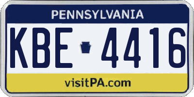 PA license plate KBE4416