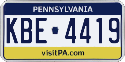 PA license plate KBE4419