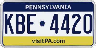 PA license plate KBE4420