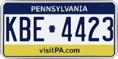 PA license plate KBE4423