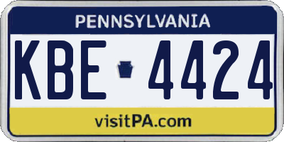PA license plate KBE4424