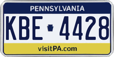 PA license plate KBE4428