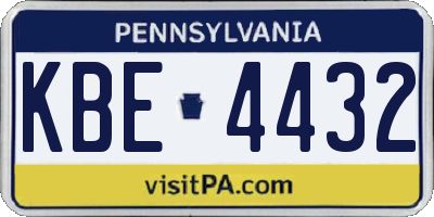 PA license plate KBE4432