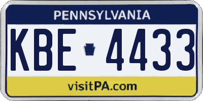 PA license plate KBE4433