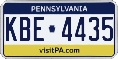 PA license plate KBE4435