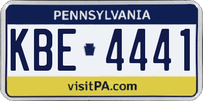 PA license plate KBE4441