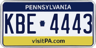 PA license plate KBE4443