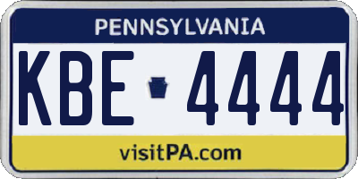 PA license plate KBE4444