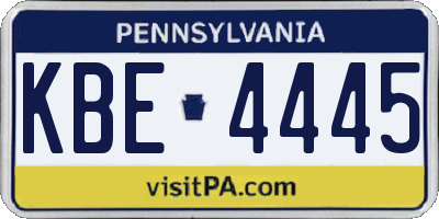 PA license plate KBE4445