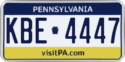 PA license plate KBE4447