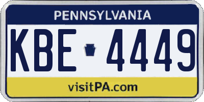 PA license plate KBE4449