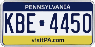 PA license plate KBE4450