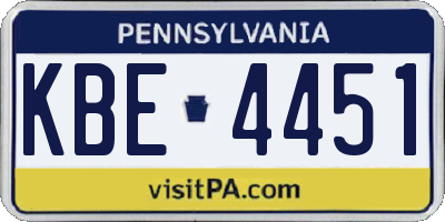 PA license plate KBE4451