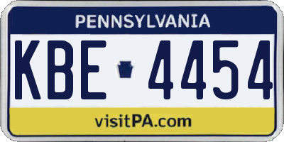 PA license plate KBE4454