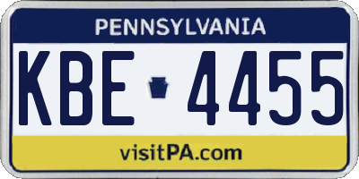 PA license plate KBE4455