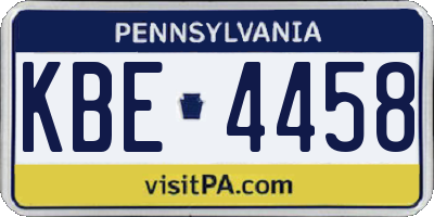 PA license plate KBE4458