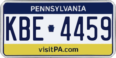 PA license plate KBE4459