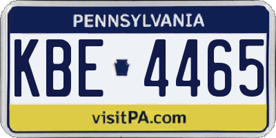 PA license plate KBE4465