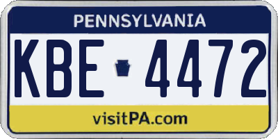 PA license plate KBE4472