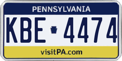 PA license plate KBE4474