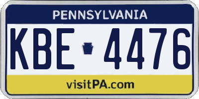 PA license plate KBE4476