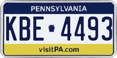 PA license plate KBE4493
