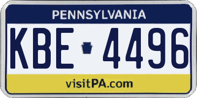 PA license plate KBE4496