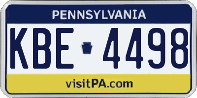 PA license plate KBE4498