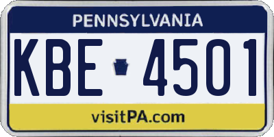 PA license plate KBE4501