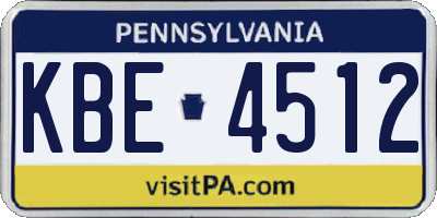 PA license plate KBE4512