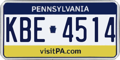 PA license plate KBE4514