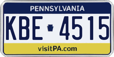 PA license plate KBE4515