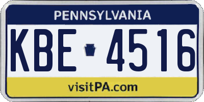 PA license plate KBE4516