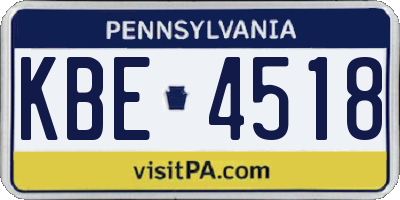 PA license plate KBE4518