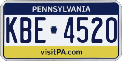 PA license plate KBE4520