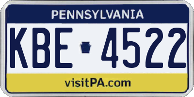 PA license plate KBE4522