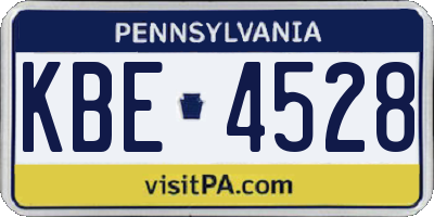 PA license plate KBE4528