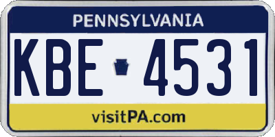 PA license plate KBE4531