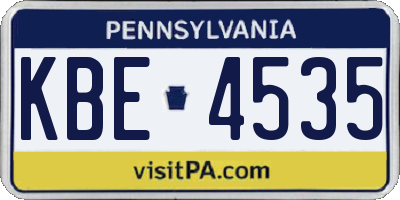 PA license plate KBE4535