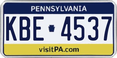 PA license plate KBE4537