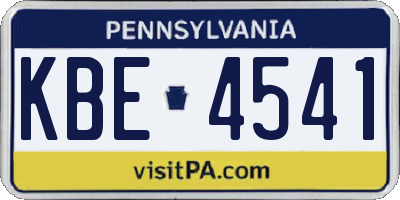 PA license plate KBE4541