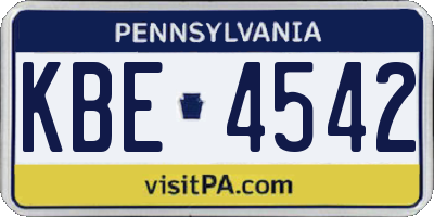 PA license plate KBE4542