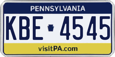 PA license plate KBE4545